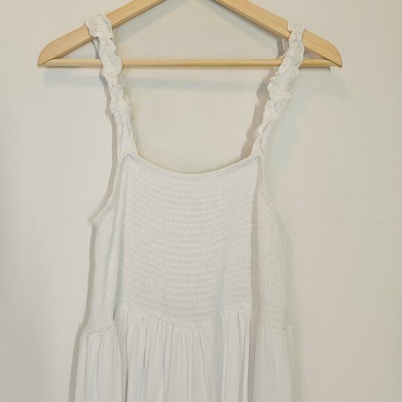 Margaux Riviera White Coastal Clean Girl Eyelet Midi Summer Dress Size Medium - Picture 2 of 12